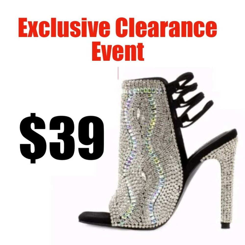 Black Crystal Stiletto Heels